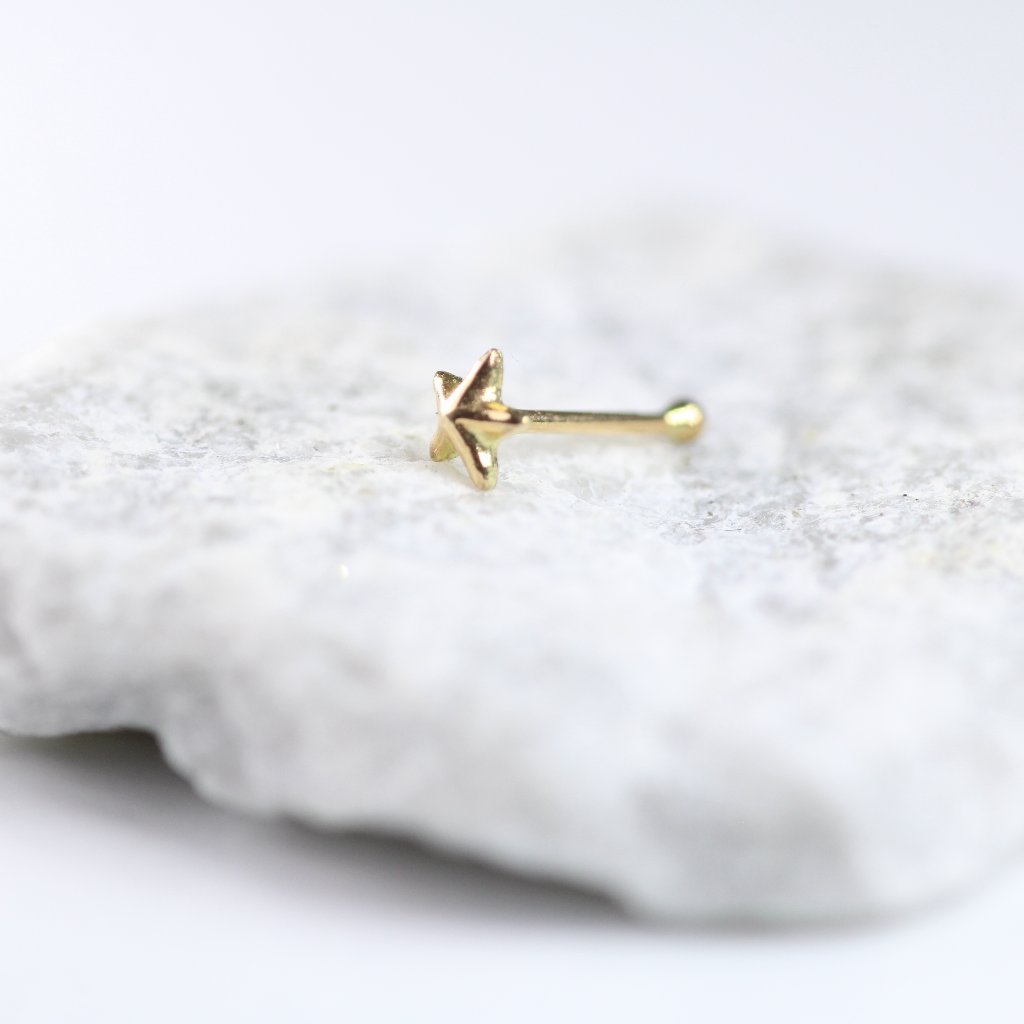 9kt Gold Tiny 3d Sea Star Nose Piercing Cute Solid 9k Gold New 25$